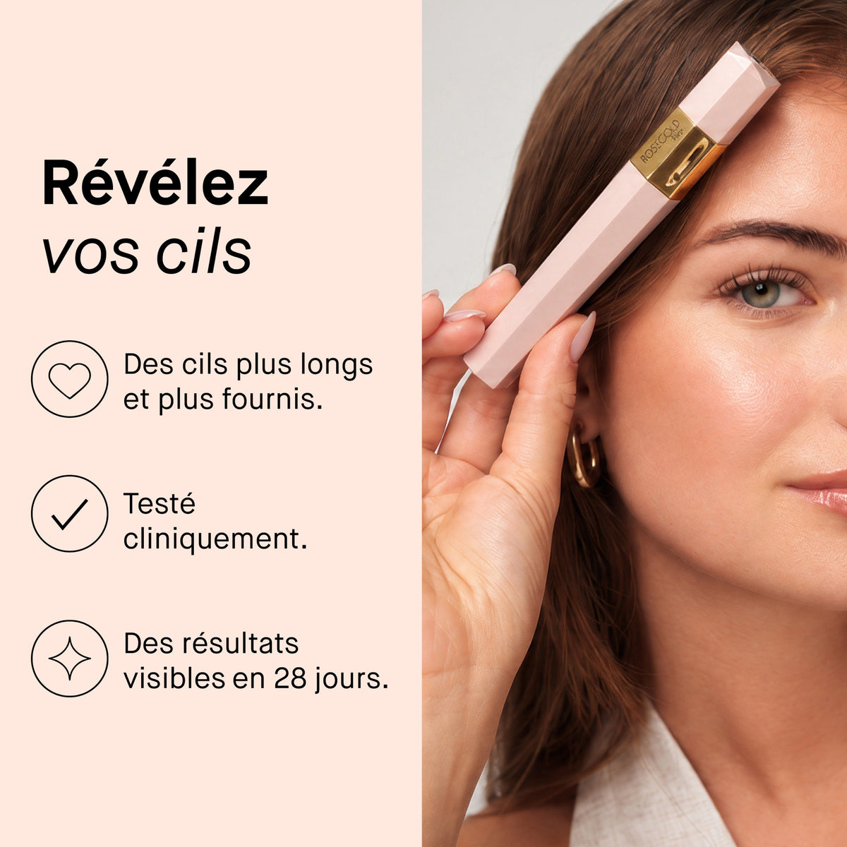 ROSELASH ADVANCED — des cils plus longs et plus fournis, testé cliniquement, résultats visibles en 28 jours